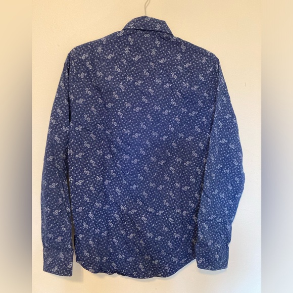 Express Men’s Patterned Button Down Blue Silver Size XS - Picture 2 of 4